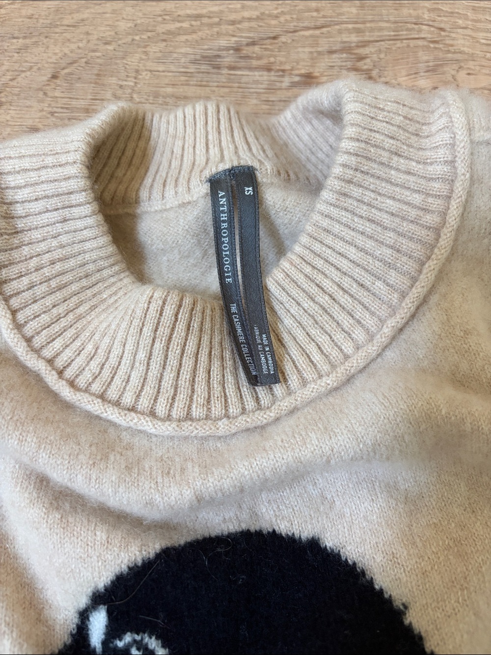 Anthropologie Beige Crewneck Sweater with Red & Blue Dachshund Motif - Picture 3 of 3
